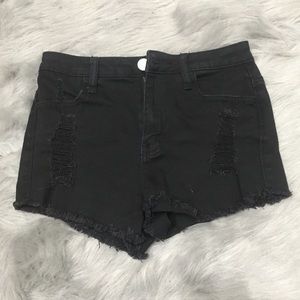 RSQ high rise black ripped shorts